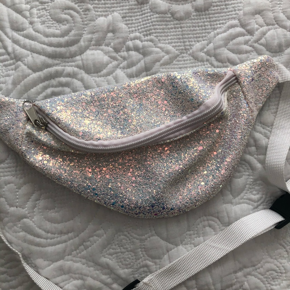 White Glitter Fanny Pack